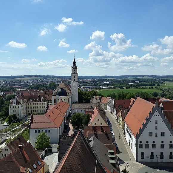 Donauwörth - Blick vom Turm des Liebfrauenmünster zur Wallfahrtskirche Heilig Kreuz