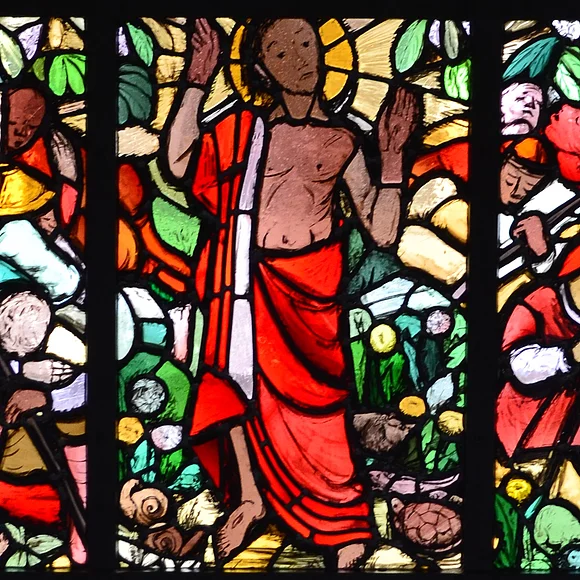 St. Nikolauskirche zu Dornstadt: Auferstehungsfenster an Nordseite